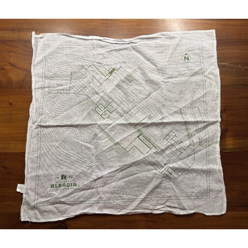 Rare Starbucks Hacienda Alsacia Costa Rica Coffee Farm Map Cotton Bandana Scarf